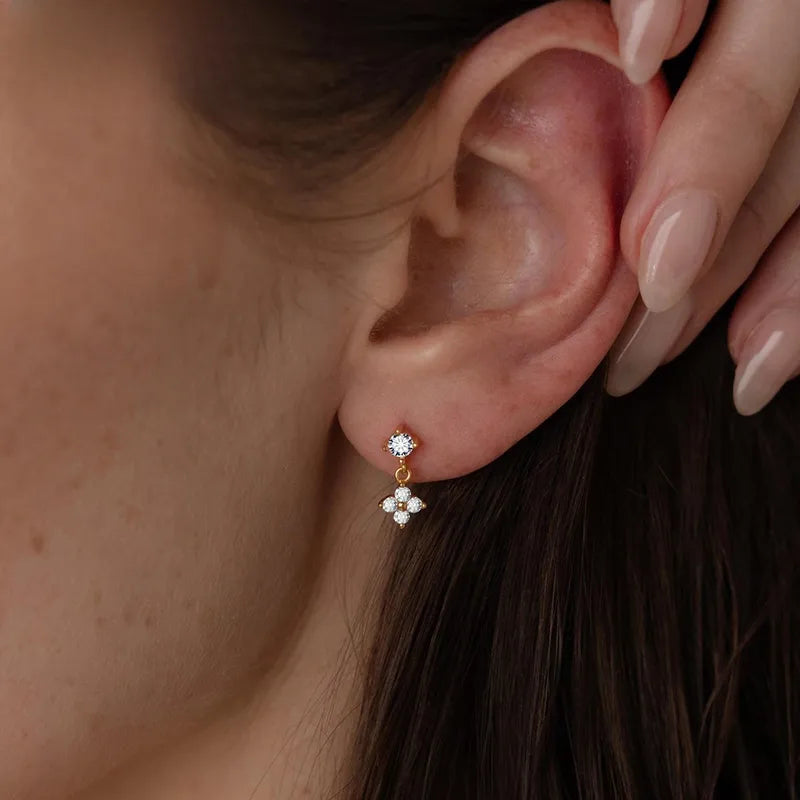 'Josephine' Diamond Four Leaf Huggies
