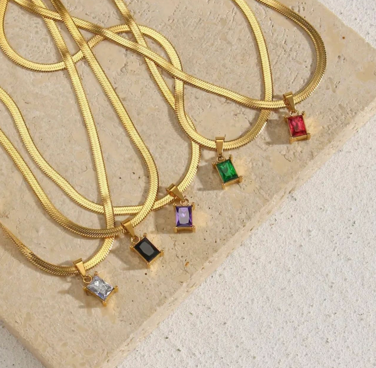 'Arya' Birthstone Necklace in Gold
