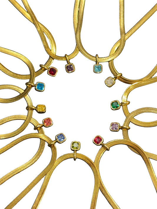 'Arya' Birthstone Necklace in Gold