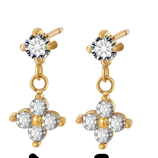 'Josephine' Diamond Four Leaf Huggies