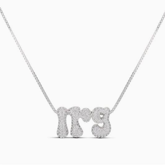 Iced Initials Necklace in Silver - ONLINE EXCLUSIVE