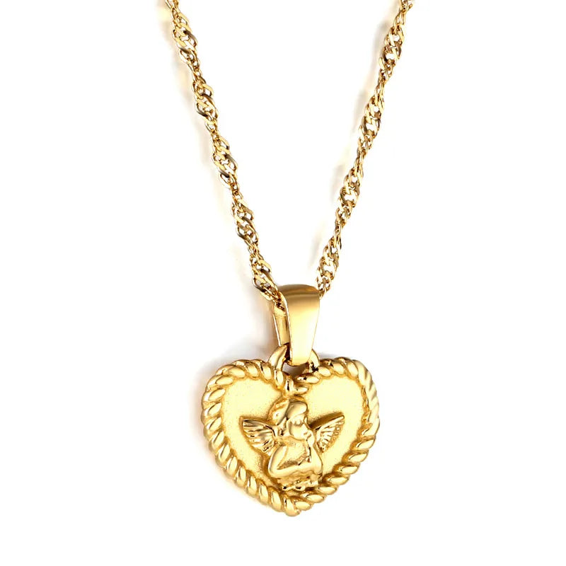 'Amy' Cherub Heart Pendant