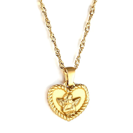 'Amy' Cherub Heart Pendant
