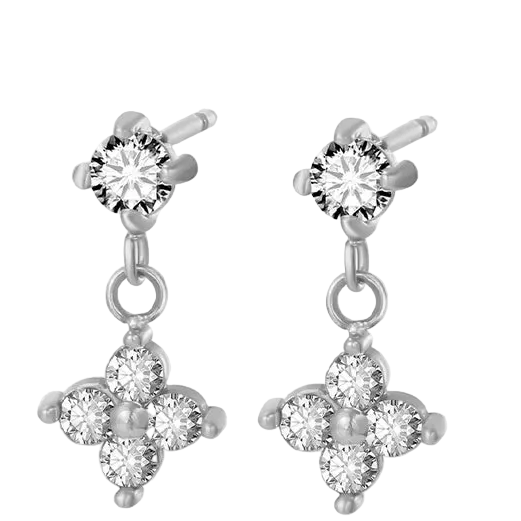 'Josephine' Diamond Four Leaf Huggies