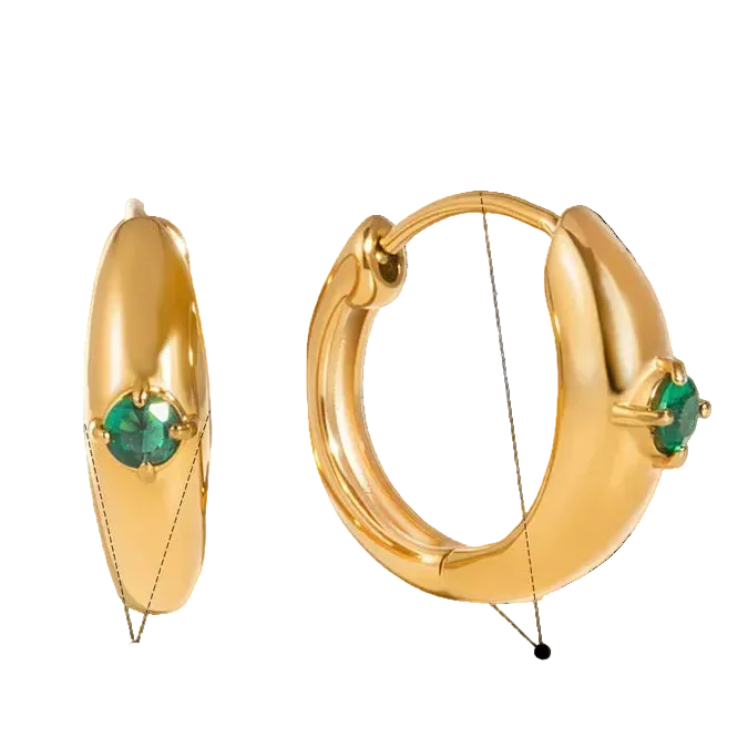'Lili' Emerald Gold Hoops