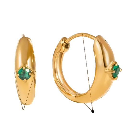 'Lili' Emerald Gold Hoops