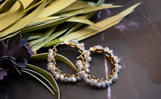 'Nat' Natural Pearl Earrings Hoops