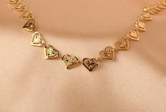 'Diana' Multi Gold Heart Necklace