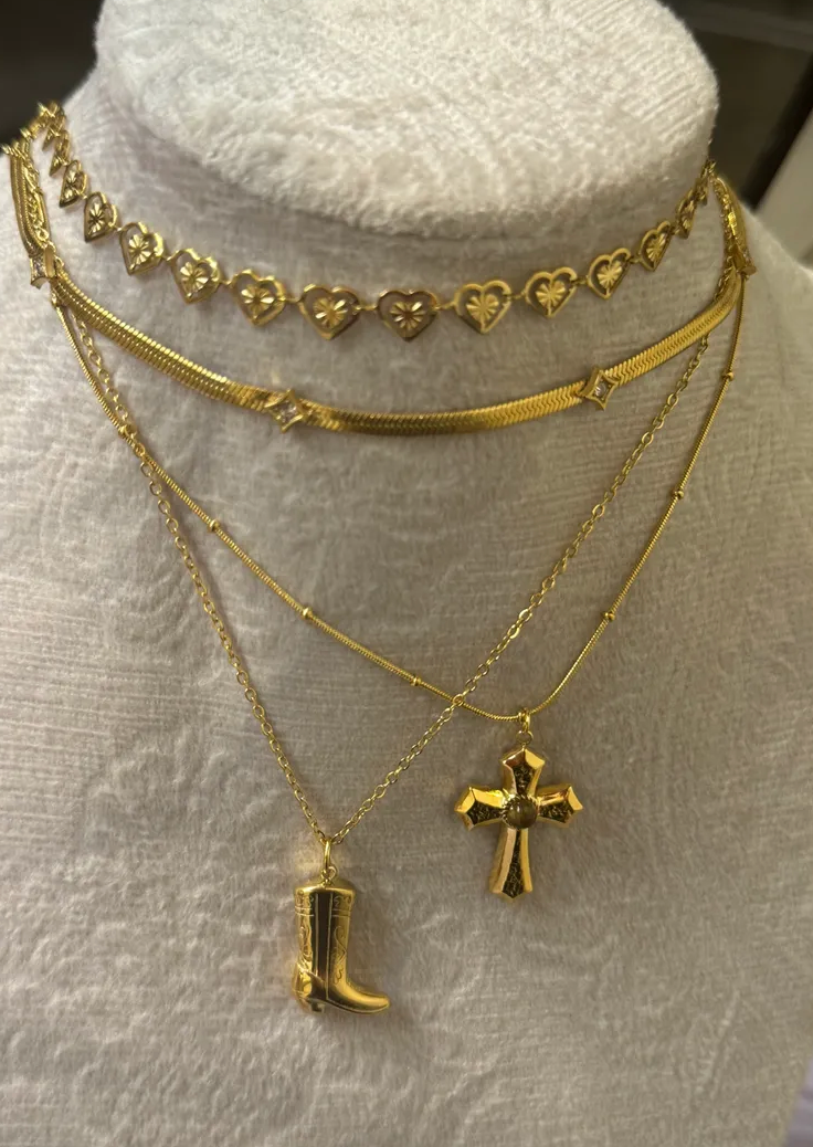 'Diana' Multi Gold Heart Necklace