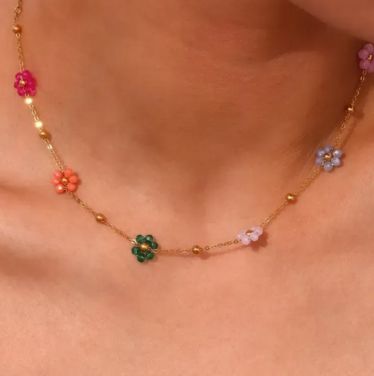 'Edna' Multi Color Flower Necklace