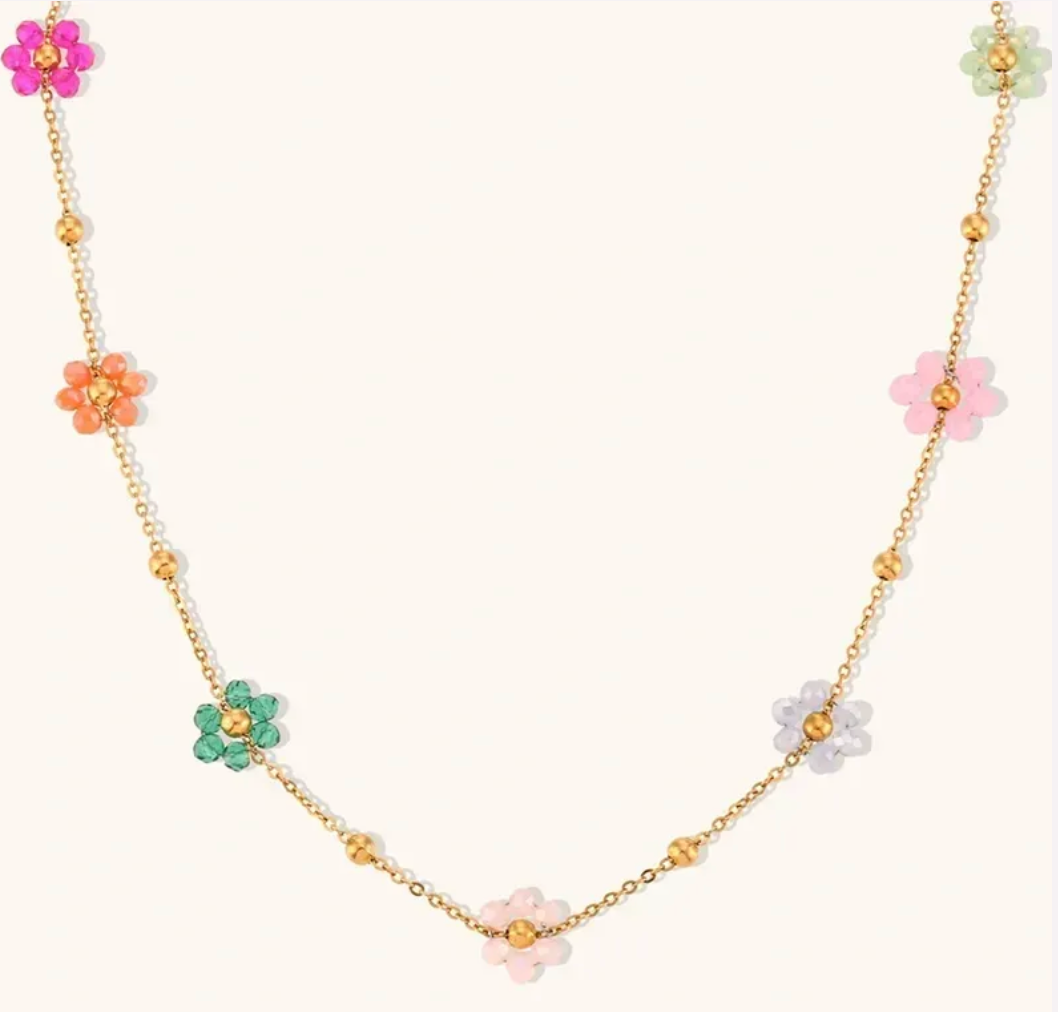 'Edna' Multi Color Flower Necklace