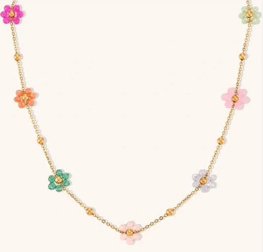 'Edna' Multi Color Flower Necklace