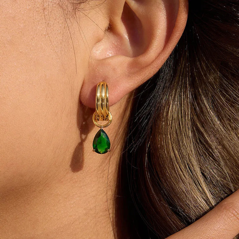 'Lili' Emerald Gold Hoops