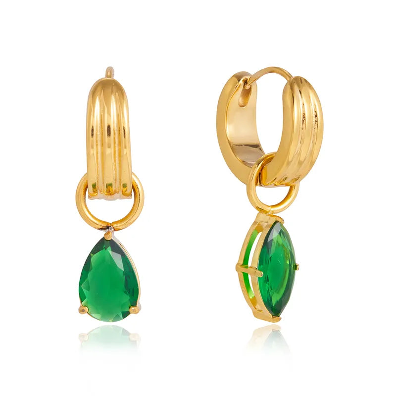 'Daisy' Green Drop Hoop Earrings