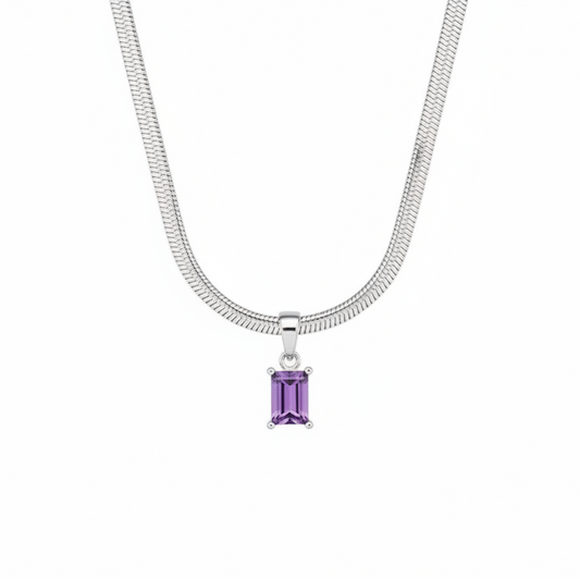 'Arya' Birthstone Necklace in Silver