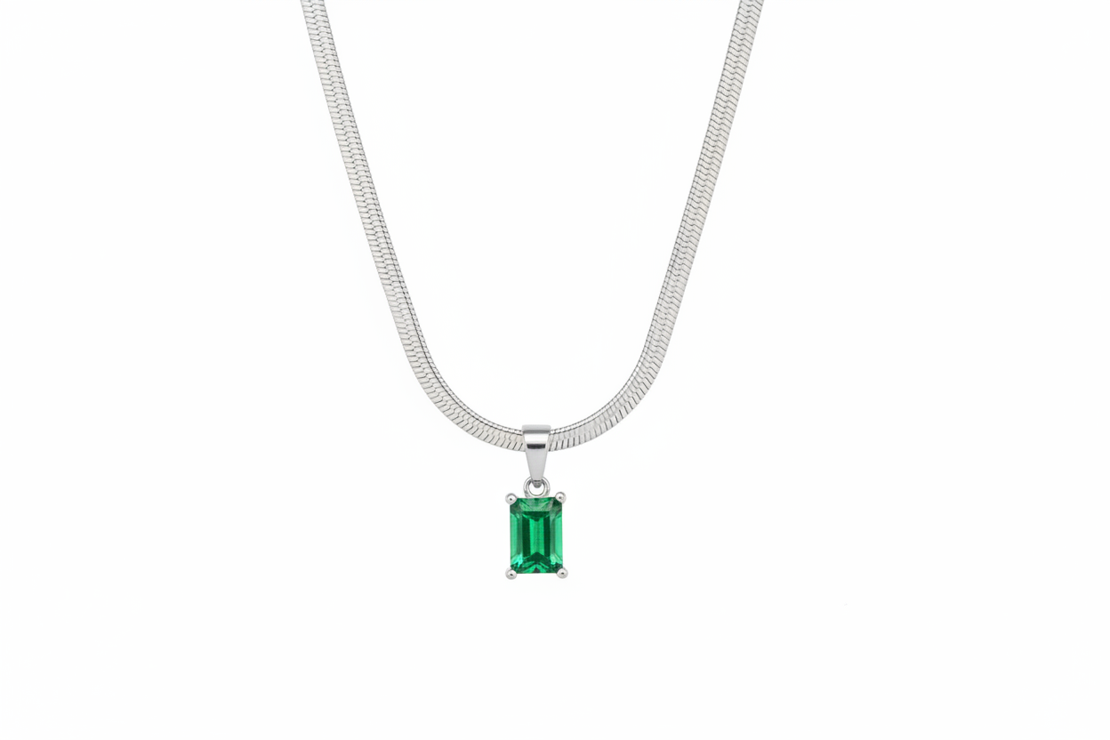 'Arya' Birthstone Necklace in Silver
