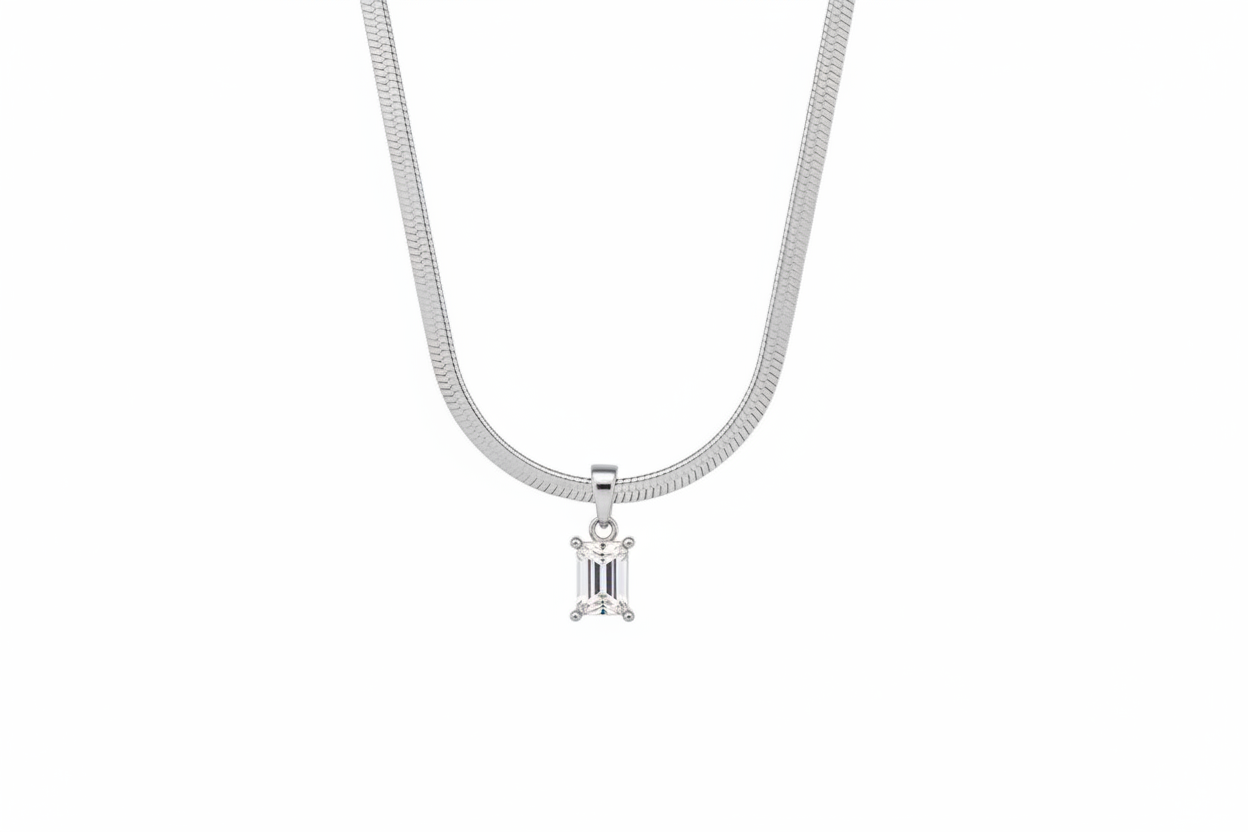 'Arya' Birthstone Necklace in Silver