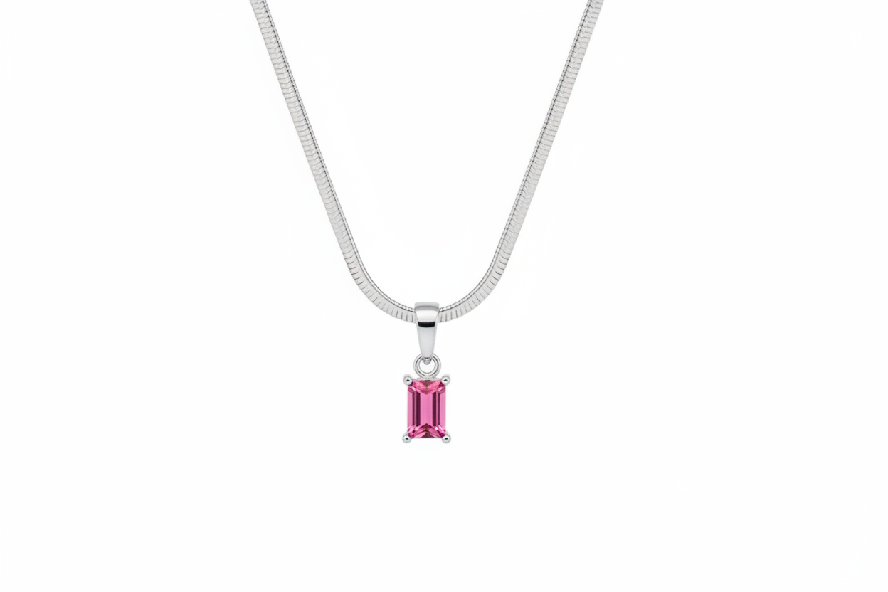 'Arya' Birthstone Necklace in Silver